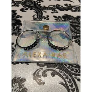 By Alexa Rae (BAR) silver hoop earrings with black stones